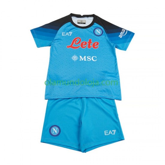 Camisola Napoli Criança Equipamento Primeiro 2022-2023 Manga Curta